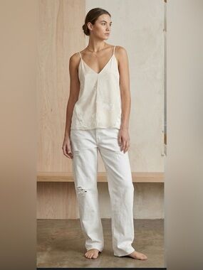 Mason by Michelle Mason 100% Silk Burnout Splatter Cami Top Ivory Size 4